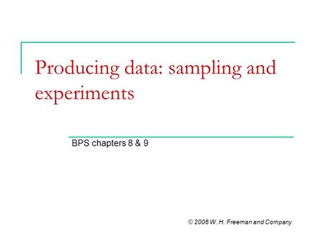 Producing data: sampling and experiments