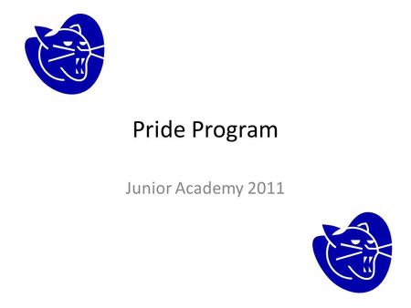 Pride Program Junior Academy 2011. What Does Pride Stand for? P ersonal R einforcement I ncentive for D aily E ncouragement.