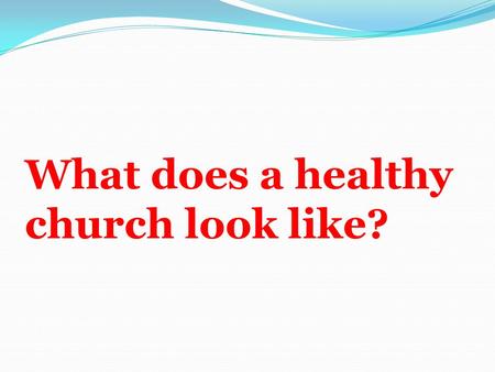 What does a healthy church look like?. Introduction A computer only produces what’s been put in it. It might be able to mimic life but it cannot generate.