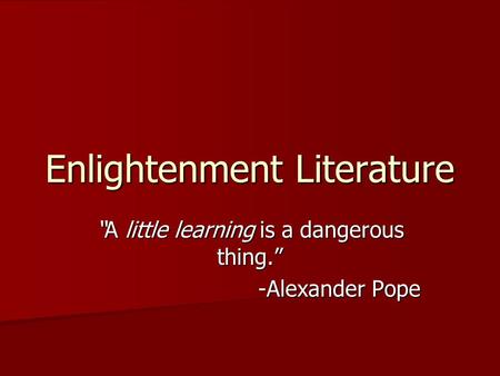 Enlightenment Literature
