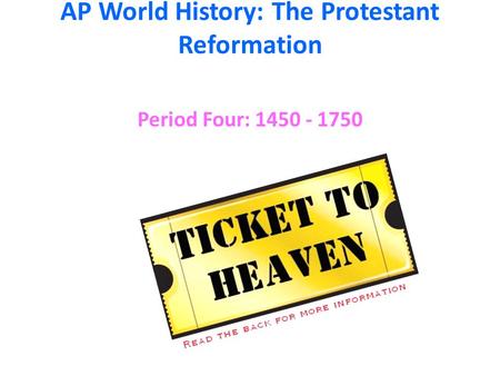 AP World History: The Protestant Reformation