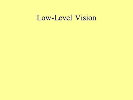 Low-Level Vision. Low Level Vision--outline Problem to be solved Example of one computation—lines How simple computations yield more complex information.