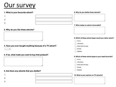 Our survey. Results (We received a lot of joke responses to our questionnaire, and we have not included these in the results) (Responses have been copied.