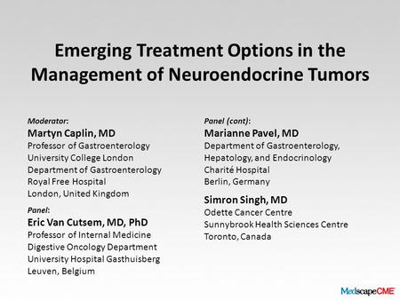 Emerging Treatment Options in the Management of Neuroendocrine Tumors