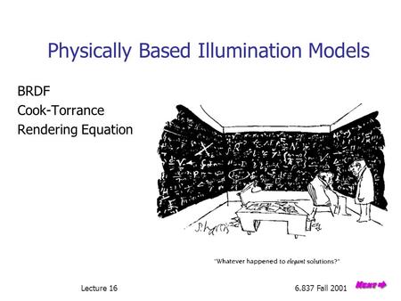 Physically Based Illumination Models