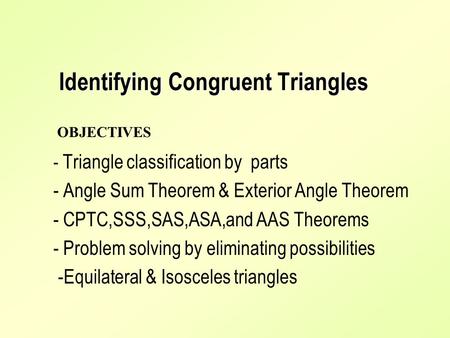 Identifying Congruent Triangles