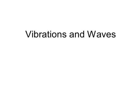 Vibrations and Waves. Oar in Water Wings of a Bee Electrons in an Light Bulb Water Waves Sound Waves Light Waves “Wiggles in Time”“Wiggles in Space”