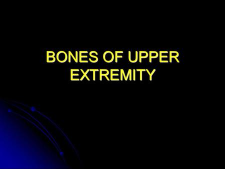 BONES OF UPPER EXTREMITY