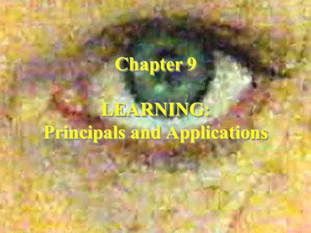 Chapter 9 LEARNING: Principals and Applications
