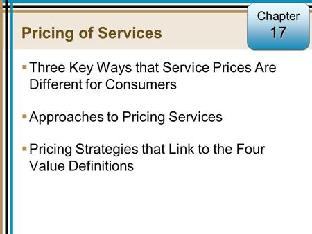 Chapter 17 Pricing of Services