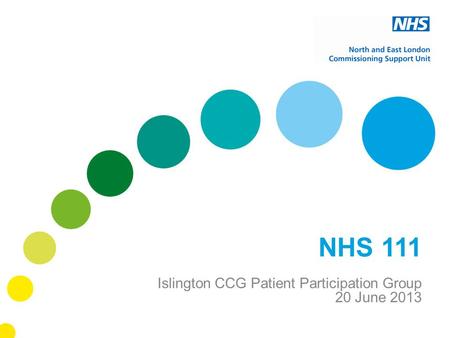 NHS 111 Islington CCG Patient Participation Group 20 June 2013.