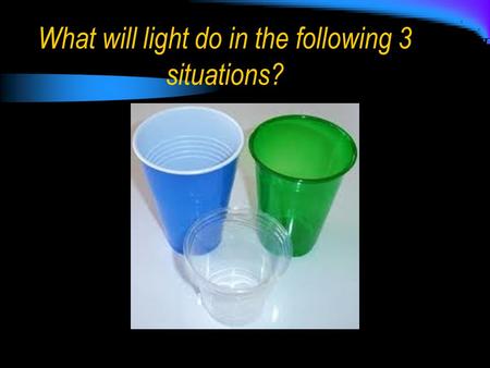 What will light do in the following 3 situations?.