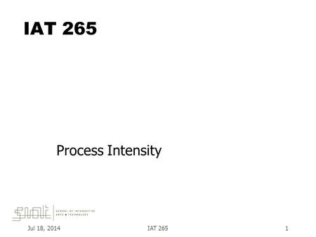Jul 18, 2014IAT 2651 Process Intensity. Jul 18, 2014IAT 2652 Outline  Process Intensity  Geometry.