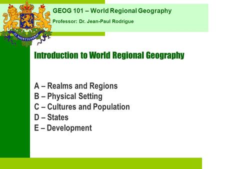 Introduction to World Regional Geography