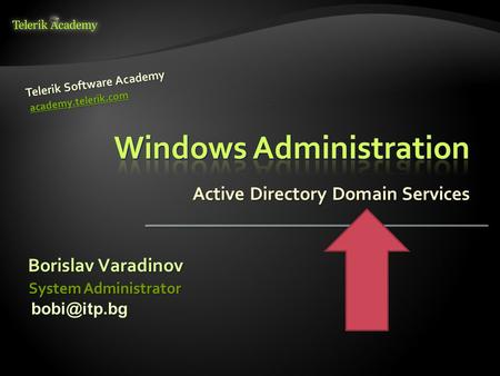Active Directory Domain Services Borislav Varadinov Telerik Software Academy academy.telerik.com System Administrator