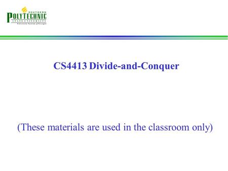 CS4413 Divide-and-Conquer