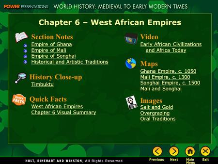 Chapter 6 – West African Empires