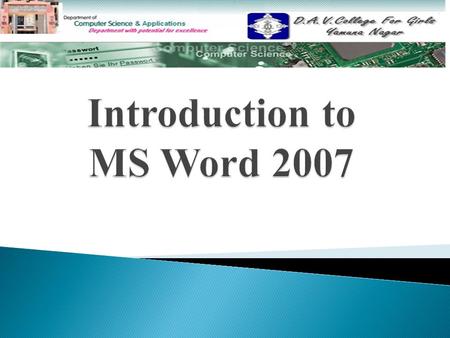 Introduction to MS Word 2007