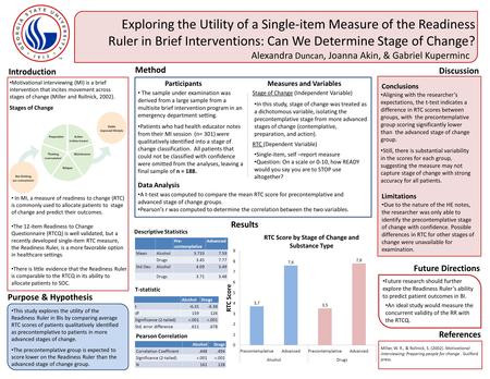 Exploring the Utility of a Single-item Measure of the Readiness Ruler in Brief Interventions: Can We Determine Stage of Change? Introduction Motivational.