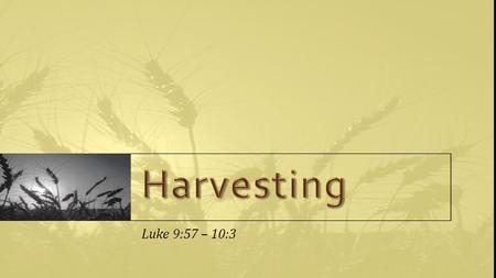 Luke 9:57 – 10:3. Harvesting Greatness! “The harvest is great!” 10:2 Seasons.