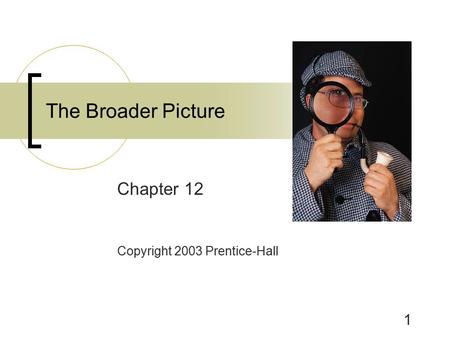 1 The Broader Picture Chapter 12 Copyright 2003 Prentice-Hall.