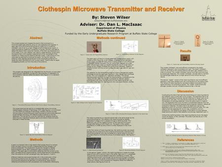 Clothespin Microwave Transmitter and Receiver By: Steven Wilser Adviser: Dr. Dan L. MacIsaac Department of Physics Buffalo.