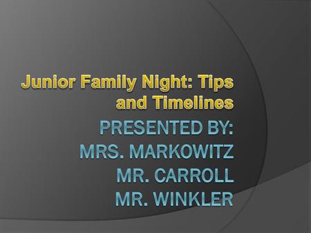 Who are your counselors?  As we move further along the post- secondary process, students will have two counselors!  Mrs. Markowitz- counselor for the.