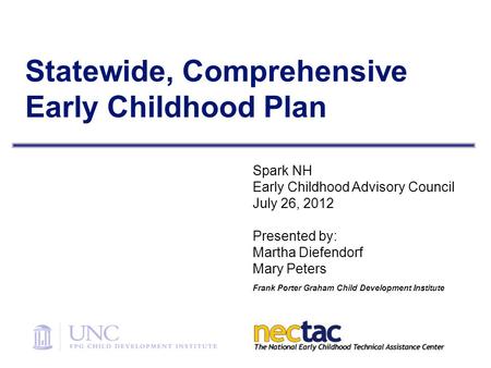 Statewide, Comprehensive Early Childhood Plan