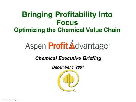 Bringing Profitability Into Focus Optimizing the Chemical Value Chain