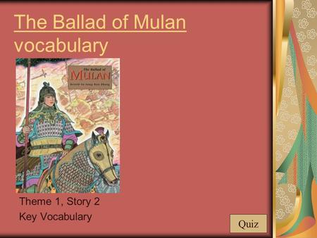 The Ballad of Mulan vocabulary