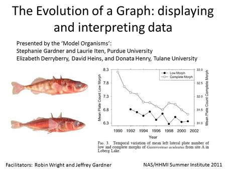 The Evolution of a Graph: displaying and interpreting data NAS/HHMI Summer Institute 2011 Presented by the ‘Model Organisms’: Stephanie Gardner and Laurie.