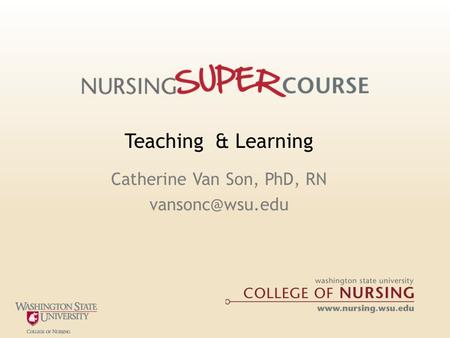 Teaching & Learning Catherine Van Son, PhD, RN