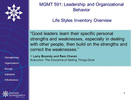 MGMT 591: Leadership and Organizational Behavior
