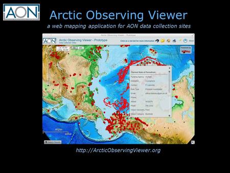 Arctic Observing Viewer a web mapping application for AON data collection sites