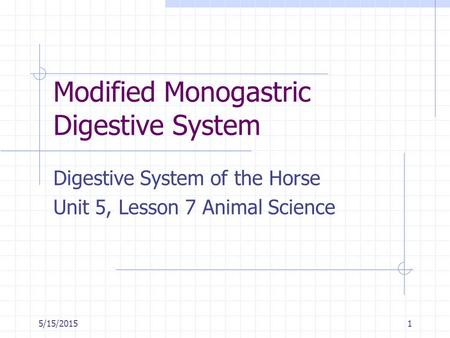 Modified Monogastric Digestive System