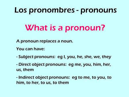 Los pronombres - pronouns