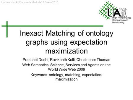 Inexact Matching of ontology graphs using expectation maximization