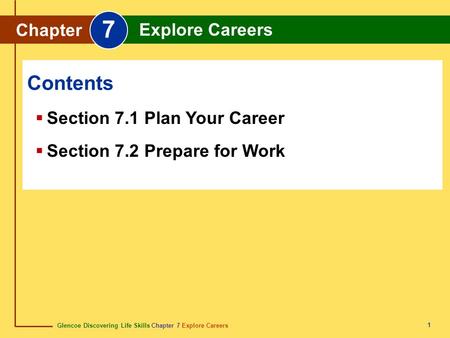 7 Contents Chapter Explore Careers Section 7.1 Plan Your Career