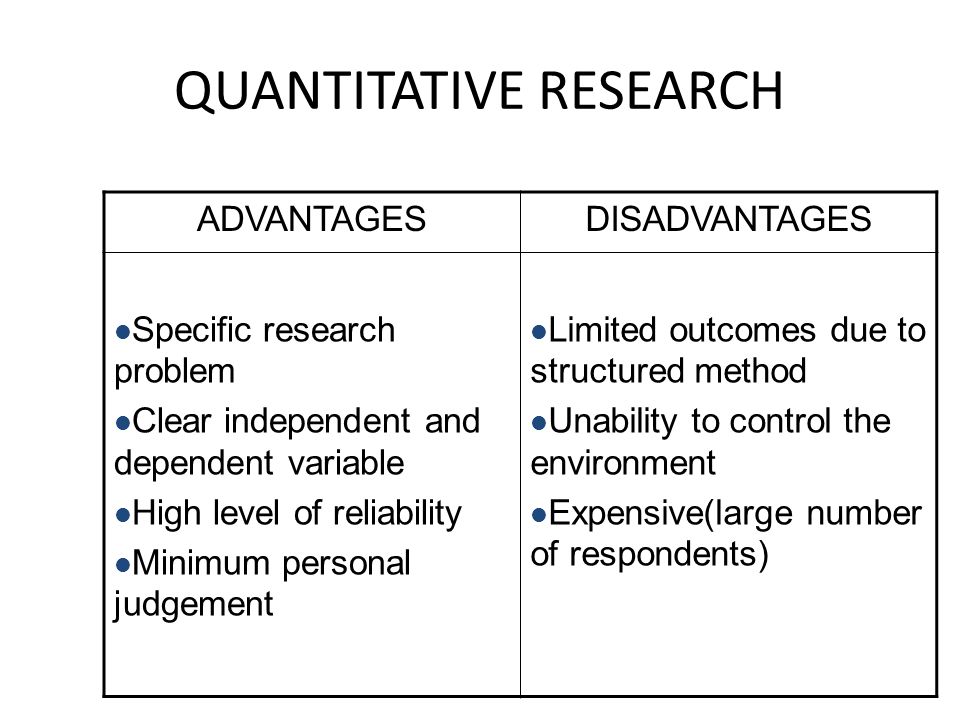 advantages and disadvantages of quantitative research methodology