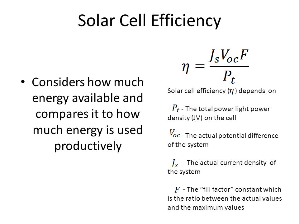 Solar Cell Fill Factor And Efficiency Of Solar Cell