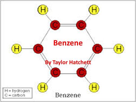 Benzene By Taylor Hatchett. What is Benzene? Chemical Colorless or light yellow Liquid at room temperature Has a sweet odor Highly flammable Evaporates.