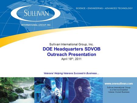 DOE Headquarters SDVOB Outreach Presentation