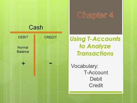 Using T-Accounts to Analyze Transactions