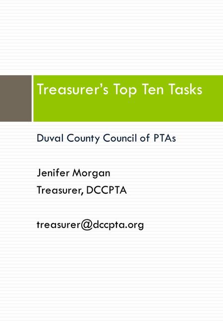 Treasurer’s Top Ten Tasks