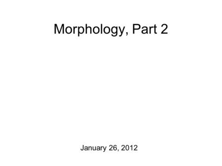 Morphology, Part 2 January 26, 2012. Mr. Burns Quick Write Is it realistic to portray Mr. Burns as having a dictionary inside his head?