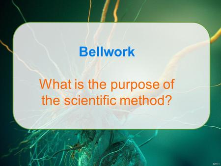Bellwork What is the purpose of the scientific method?