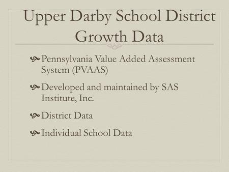Upper Darby School District Growth Data