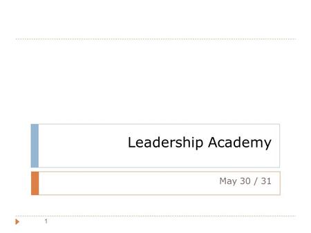 Leadership Academy May 30 / 31.