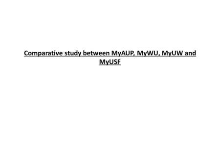 Comparative study between MyAUP, MyWU, MyUW and MyUSF.