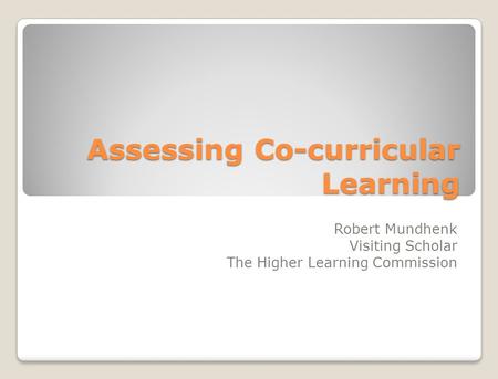 Assessing Co-curricular Learning